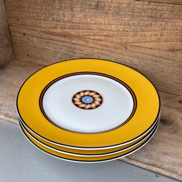 Vintage Limoges France Pompei Deco Jean Puiforcat 7-3/4 " Salad Plate Set of 3 - Picture 1 of 15